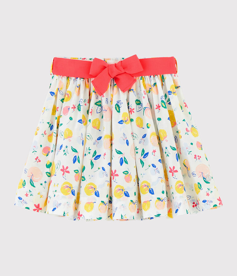 Girls' Poplin Skirt white/multicolor