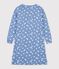 Women's cotton nightdress with a grandad neckline and a heart print blue/white