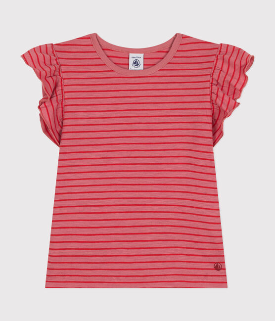 Little girls' short-sleeved jersey t-shirt ROSEWOOD pink/AURORA