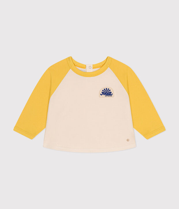 Babies' Light Fleece Sweatshirt Ecru/yellow