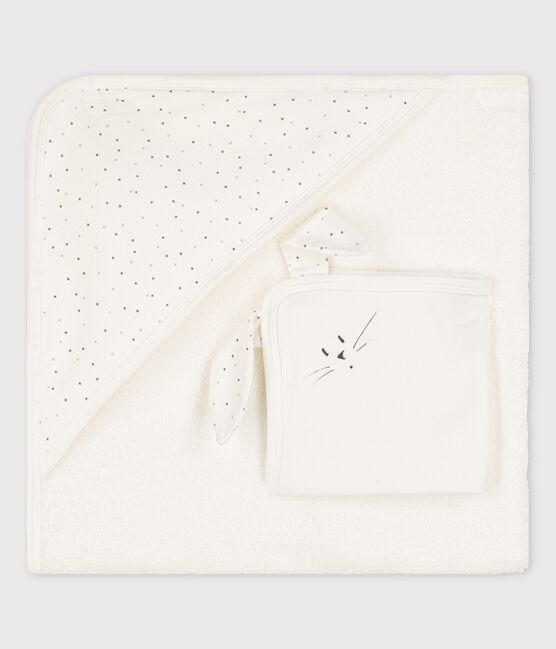 Babies' Organic Cotton Bath Cape MARSHMALLOW white/MULTICO white