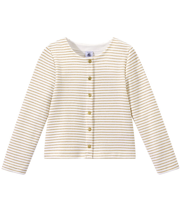 Girl's striped cardigan white/brown