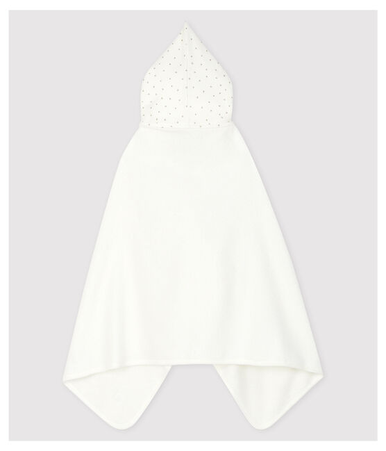 Babies' Organic Cotton Terry Bath Cape MARSHMALLOW white/GRIS grey