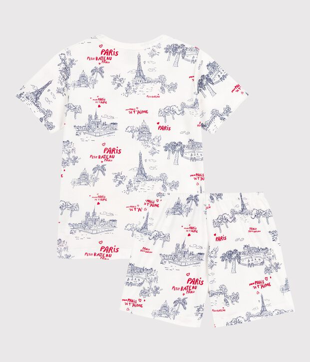 Children's Unisex Cotton Short Pyjamas white/multicolor