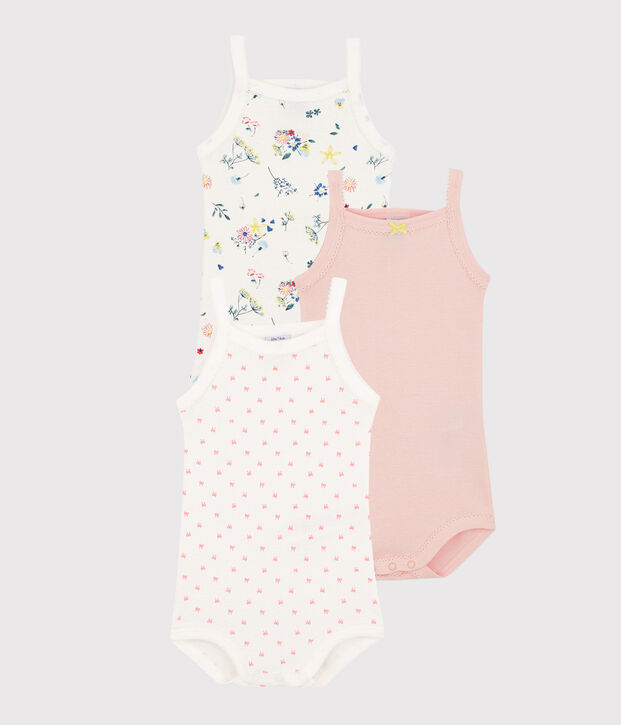Baby Girls' Bodysuits with Straps - 3-Piece Set multicolor