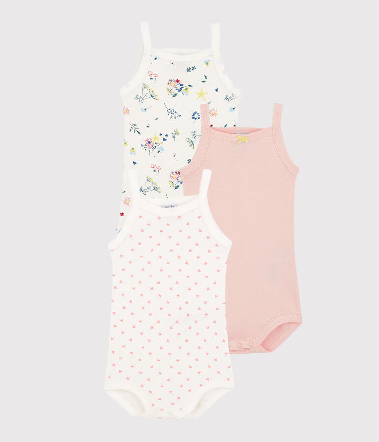 Baby Girls' Bodysuits with Straps - 3-Piece Set multicolor