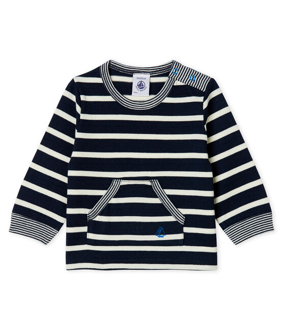 Baby Boys' Striped Long-Sleeved T-Shirt SMOKING blue/MARSHMALLOW white