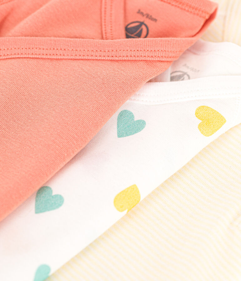 Babies' short-sleeved wrapover heart-patterned cotton bodysuits - 3-Pack variante 1