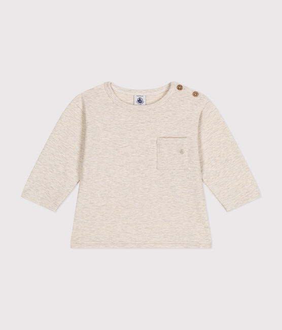 Babies' long-sleeved fine jersey T-shirt MONTELIMAR CHINE beige