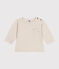 Babies' long-sleeved fine jersey T-shirt MONTELIMAR CHINE beige