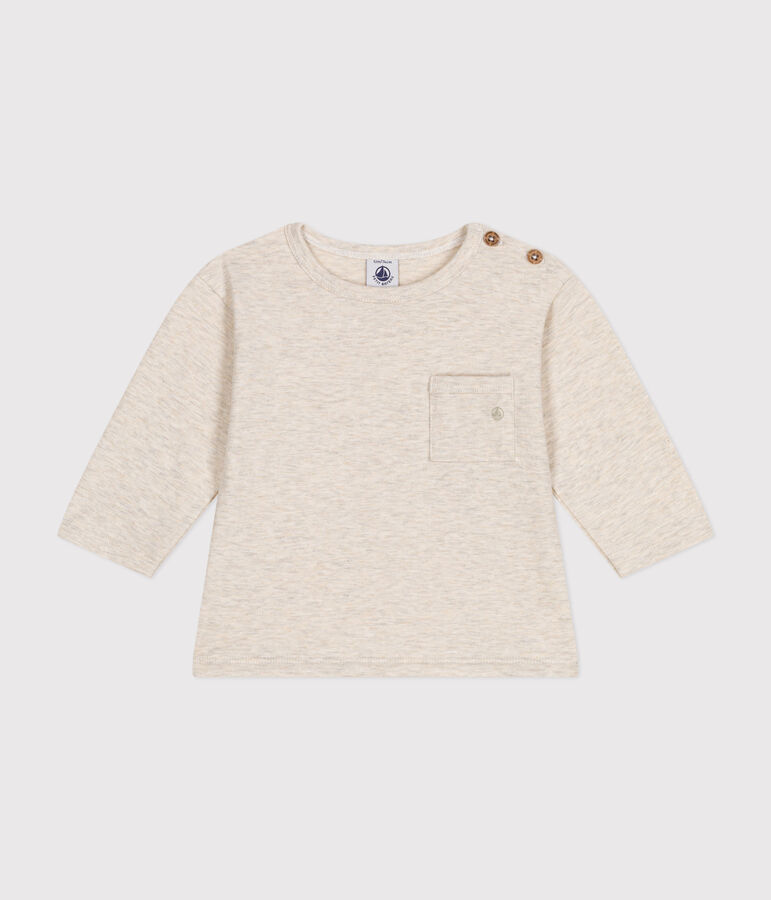 Babies' long-sleeved fine jersey T-shirt beige