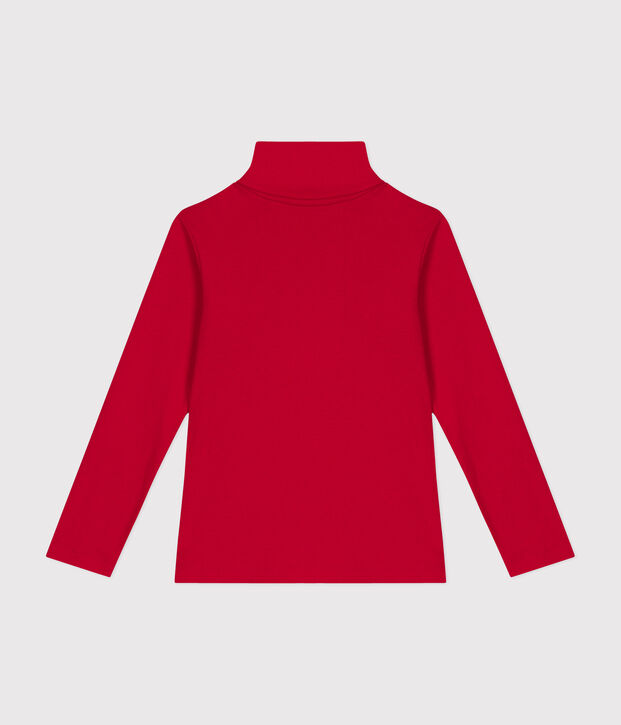 Cotton roll neck top for girls or boys red