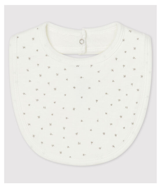Starry White Organic Cotton Baby Bib MARSHMALLOW white/GRIS grey
