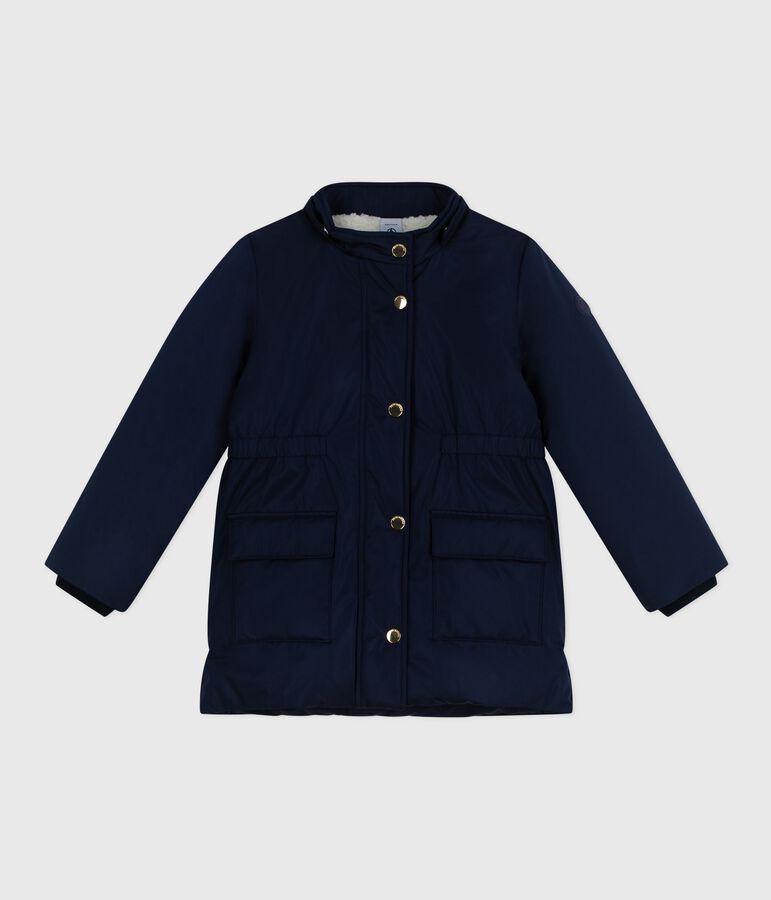 Children's plain mid-length parka blue