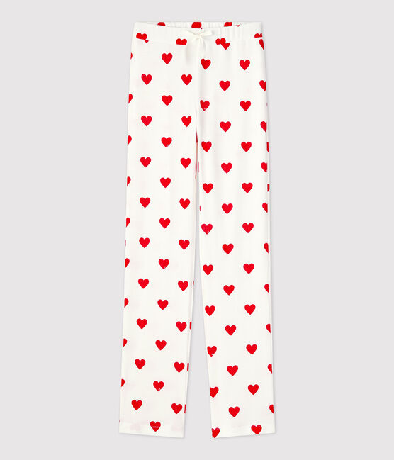 Women's Organic Cotton Trousers MARSHMALLOW white/TERKUIT red