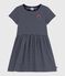 Children's short-sleeved stripy cotton dress SMOKING blue/MARSHMALLOW white