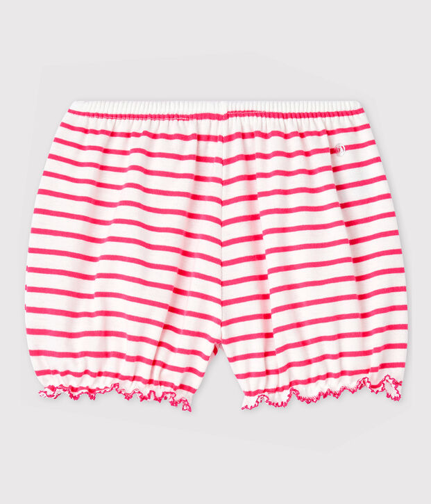 Baby Girls' Stripy Cotton Bloomers white/pink