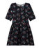 Girl's quilted double knit dress with 3/4 sleeves SMOKING blue/MULTICO white
