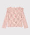 Girls' long-sleeved cotton T-shirt SALINE pink/MULTICO white