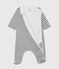 Babies' Zip-Up Ribbed Bodyjama MARSHMALLOW white/SMOKING blue
