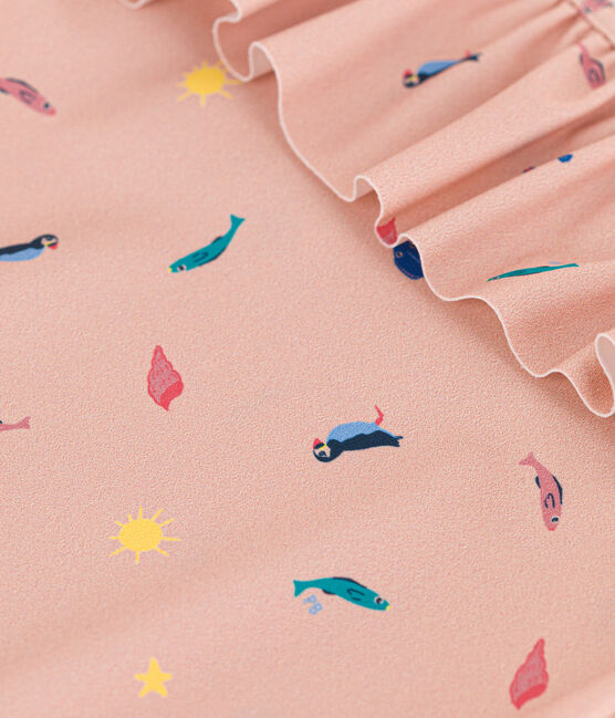 Girls' One-Piece Print Swimsuit SALINE pink/MULTICO white