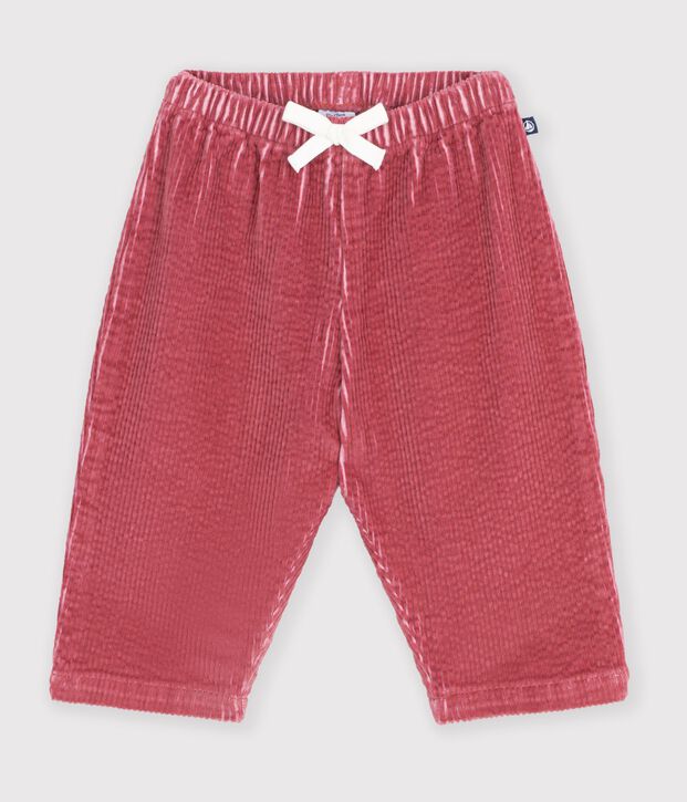 Babies' plain corduroy trousers pink