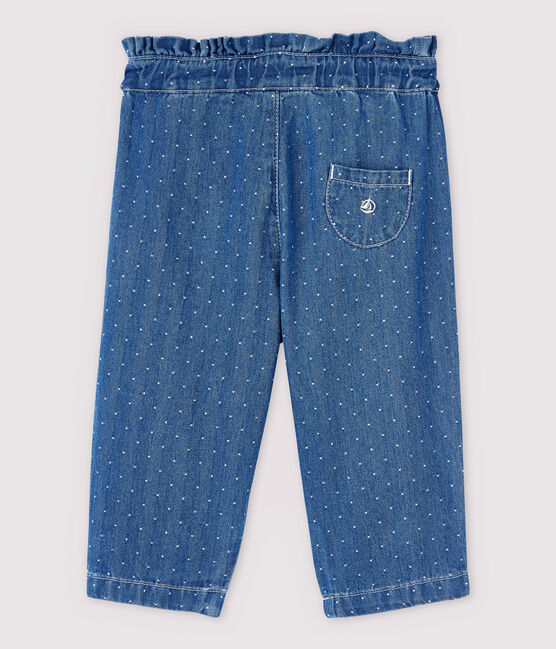 Baby Girls' Light Denim Spotted Trousers DENIM CLAIR blue