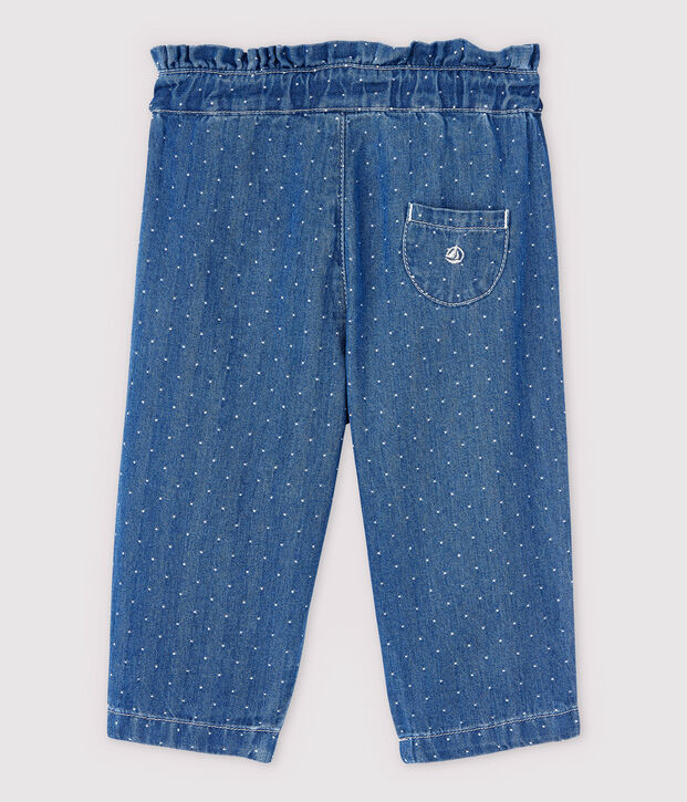 Baby Girls' Light Denim Spotted Trousers blue