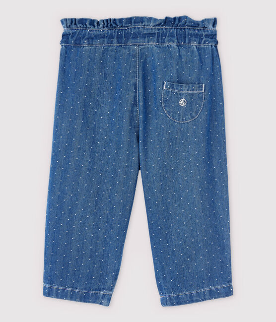 Baby Girls' Light Denim Spotted Trousers DENIM CLAIR blue