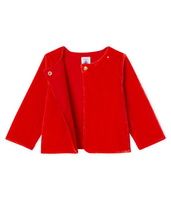 Baby Girls' Velour Knit Cardigan TERKUIT red
