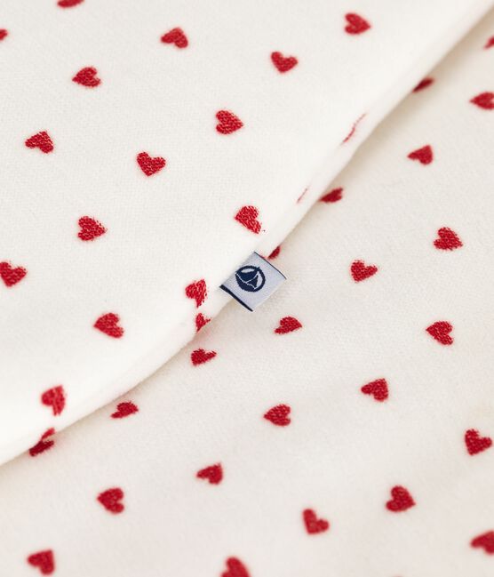 Babies' 3 TOG heart-print corduroy sleeping bag MARSHMALLOW white/TERKUIT red