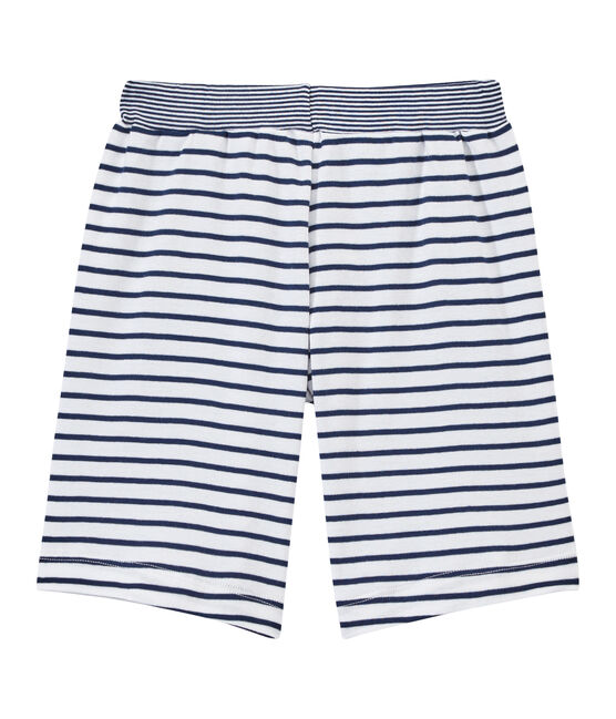 Boy's striped shorts ECUME white/MEDIEVAL blue