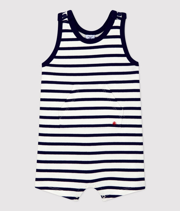 Babies' Thick Organic Jersey Playsuit white/blue