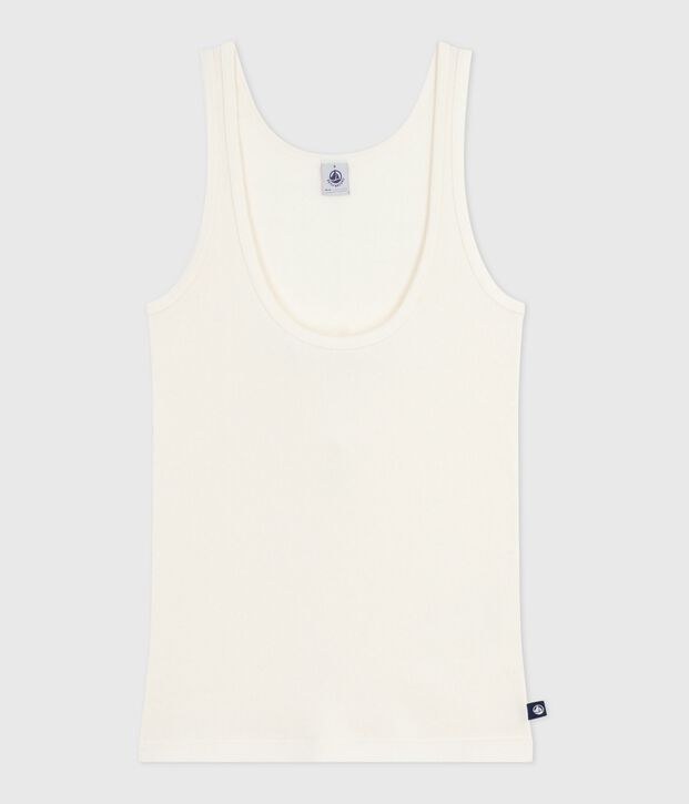 Women's lightweight wool and cotton blend tank top MILK