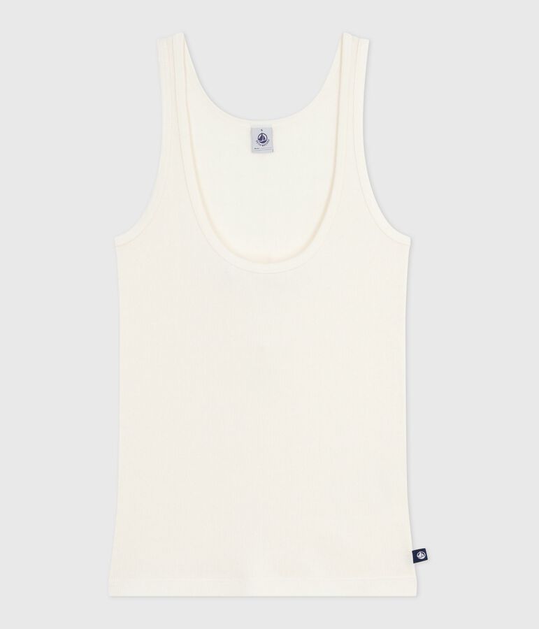 Women's lightweight wool and cotton blend tank top MILK Ecru