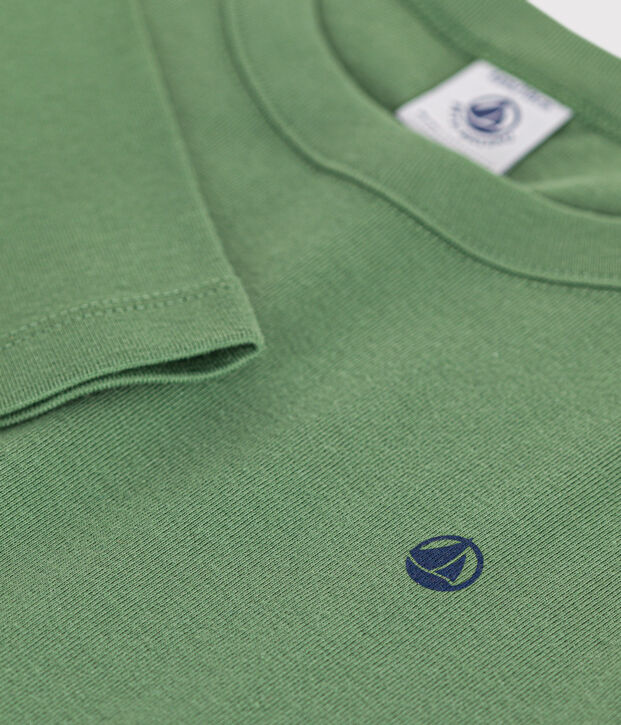 Children's long-sleeved rib knit unisex t-shirt green