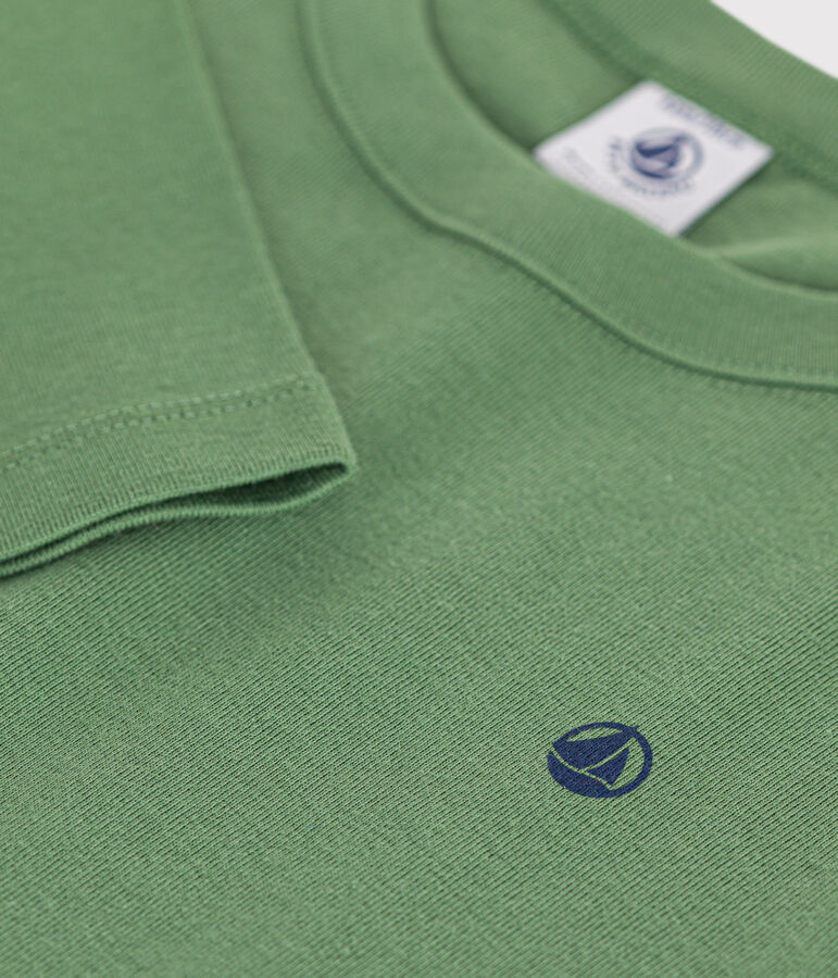 Children's long-sleeved rib knit unisex t-shirt green