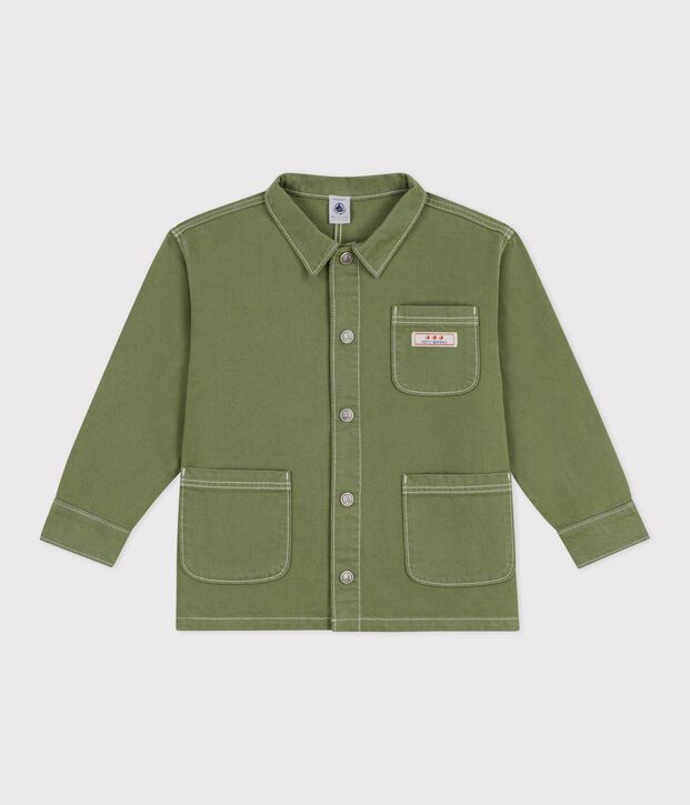 Children's jacket in plain cotton OLIVINE