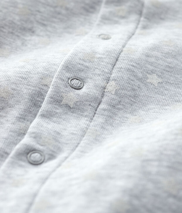 Babies' Footless Organic Cotton Bodyjama grey/white