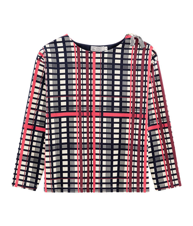 Women's Checked Sailor Top white/multicolor