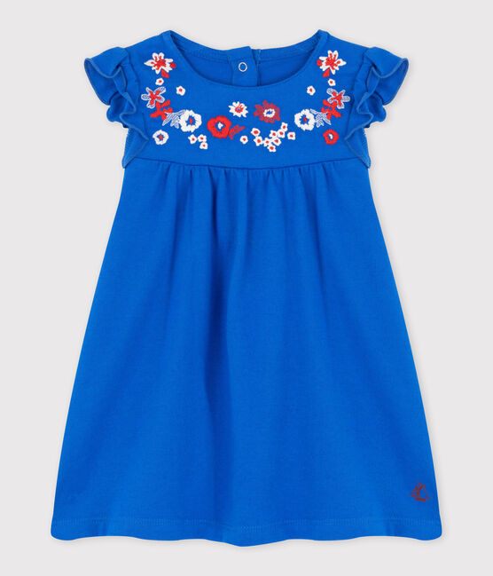 Baby girls' embroidered dress DELFT blue