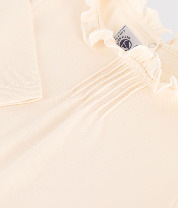 Girls' Long-sleeved Cotton T-Shirt Ecru