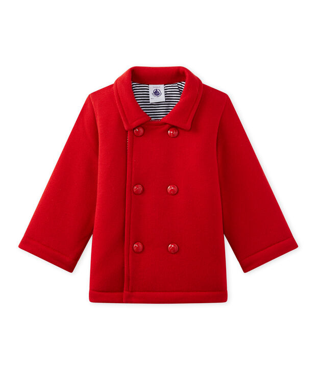 Unisex baby's pea jacket in fleece red