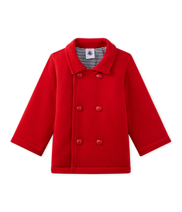Unisex baby's pea jacket in fleece red