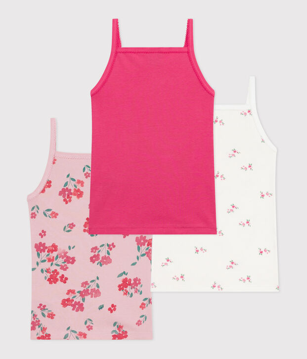 Pack of strappy floral-print cotton vests multicolor