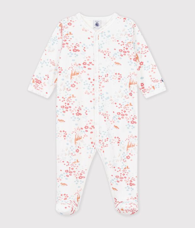 Dors-bien en bouclette velours imprim&eacute; white/pink/multicolor