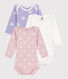 Pack of babies' long-sleeved heart-print cotton bodies