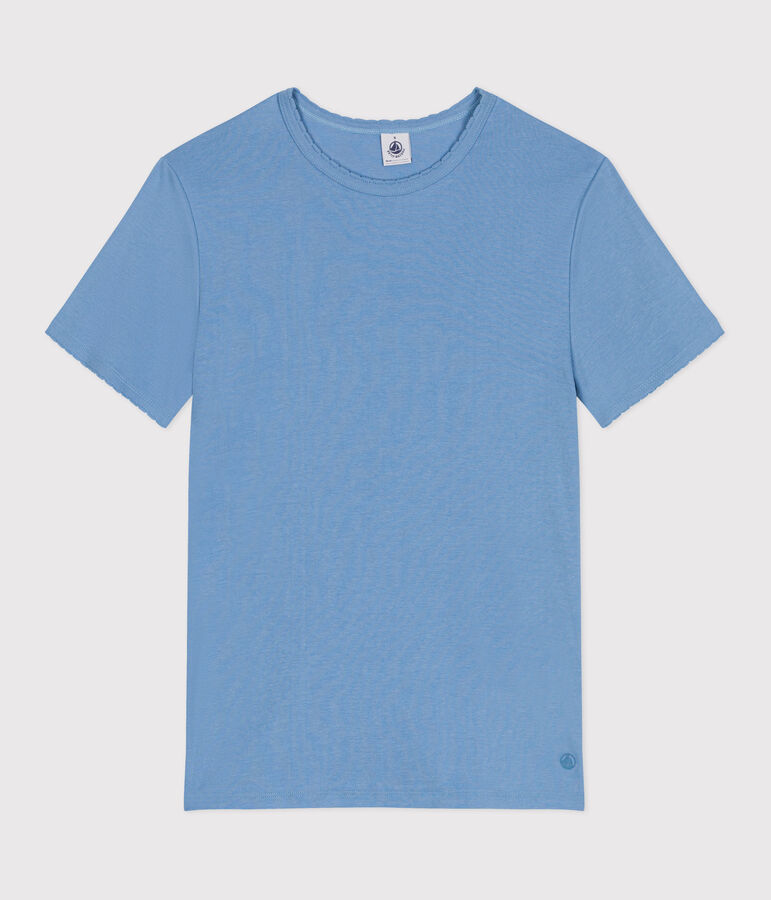 Women's Iconic Cocotte stitch cotton T-Shirt ALASKA blue