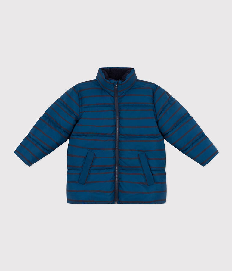 Boys' puffer jacket with fold-out hood blue/blue