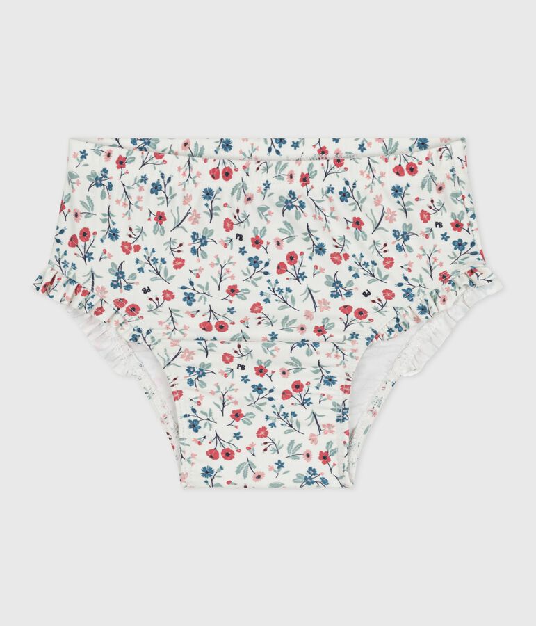 Babies' floral print frilly swim pants MARSHMALLOW white/MULTICO white